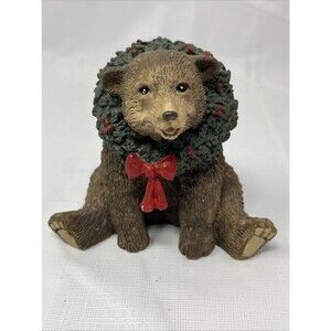 Silver Deer Christmas Animals Collection by Tom Rubel Bear with Wreath - No Box